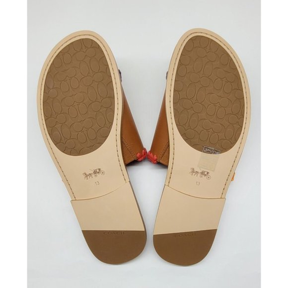 COACH Pride Leather Crochet-Trimmed Slides - Picture 8 of 10